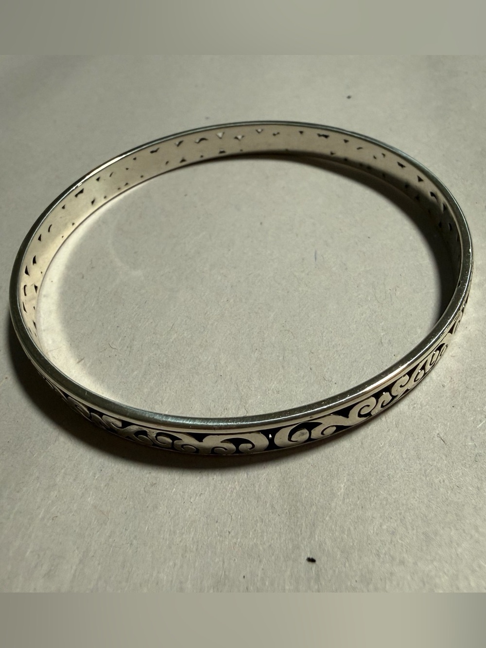 Brighton Uluwatu Silver Scrollwork Narrow Bangle Bracelet